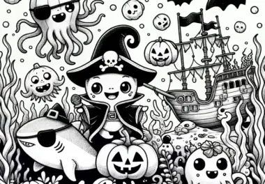 Halloween-Party unter Wasser mit Pirat und Kürbissen (Kostenlos)