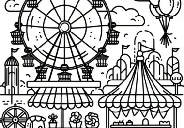 Freizeitpark mit Riesenrand: Ausmalbild zum Herunterladen (Gratis)