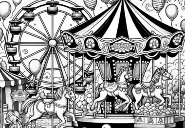 Wimmelbild Freizeitpark zum Ausmalen (Kostenlos)