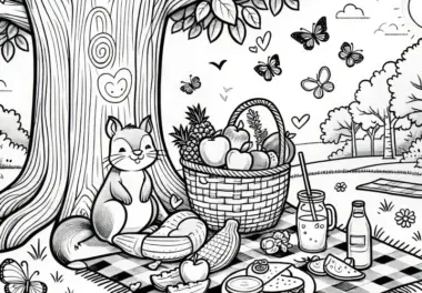 Picknick im Sommer: kostenlose Ausmalbilder