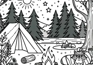Zelten & Camping: kostenlose Ausmalbilder