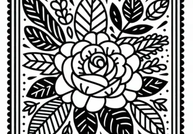 Rosenblüte zum Valentinstag: Einfache Malvorlage (Gratis)