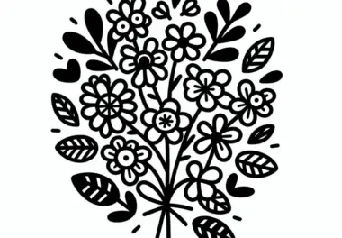 Blumenstrauß zum Valentinstag: Einfache Malvorlage für Kinder (Gratis)