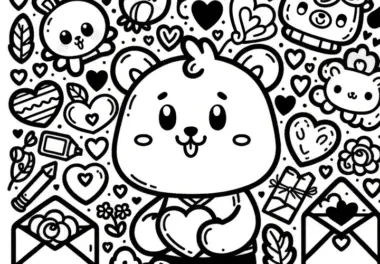 Süßes Bärchen mit Herz zum Valentinstag: Einfache Malvorlage zum Download (Gratis)