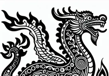 Alter Drache als einfache Malvorlage (Kostenlos)