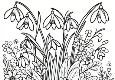 Schneeglöckchen: Frühlingsblume als Ausmalbild