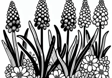 Traubenhyazinthe: Frühlingsblume als Ausmalbild