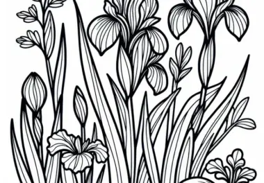 Iris-Schwertlilie: Frühlingsblume als Ausmalbild