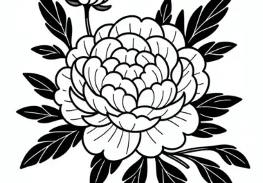 Pfingstrose: Frühlingsblume als Ausmalbild
