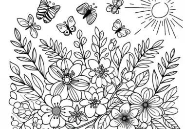 Frühlingsblumen: kostenloses Ausmalbild