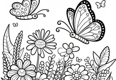 Schmetterlinge im Frühling: kostenlose Malvorlage