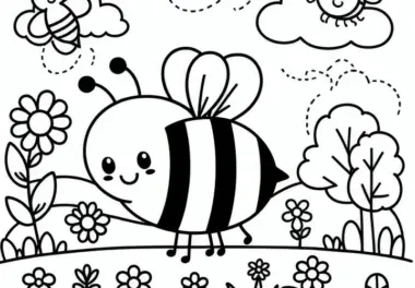 Biene im Frühling: kostenlose Malvorlage