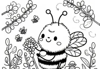 Hummel im Frühling: kostenlose Malvorlage