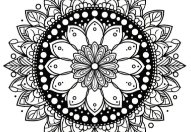 Frühling-Mandala mit Blüten als Malvorlage