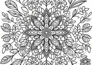 Frühling-Mandala mit Blumen als kostenlose Malvorlage
