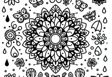 Frühling-Mandala für die Grundschule: kostenloses Ausmalbild