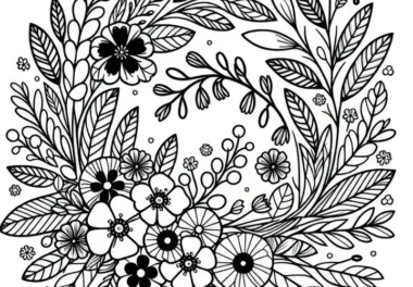 Blumenkranz im Frühling: gratis Ausmalbild