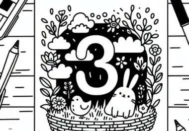 Kalenderblatt mit Monat 3 für März zum Ausmalen (Kostenlos)