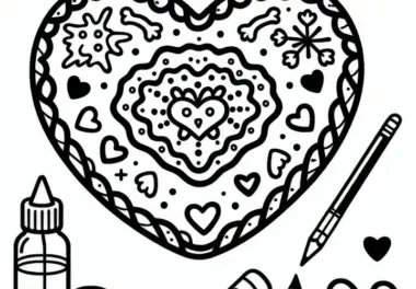 Lebkuchenherz zum Oktoberfest: Einfache Malvorlage zum Download (Kostenlos)