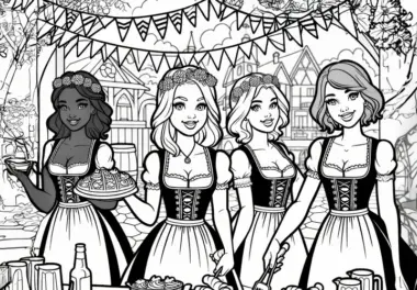 Frauen im Dirndl servieren Speisen auf dem Oktoberfest (Gratis)