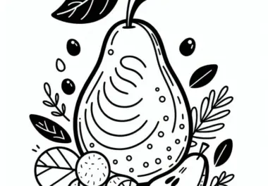 Birne zum Erntedankfest: Einfaches Ausmalbild zum Herunterladen (Gratis)