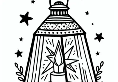 Laterne mit Sternenlicht zum Martinsfest: Einfaches Ausmalbild (Kostenlos)