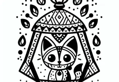 Laterne mit Katze zum Martinsfest: Einfaches Ausmalbild (Kostenlos)