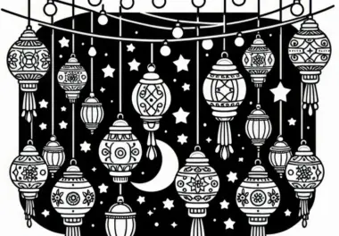 Lampions zum Martinsfest: Einfache Malvorlage (Kostenlos)
