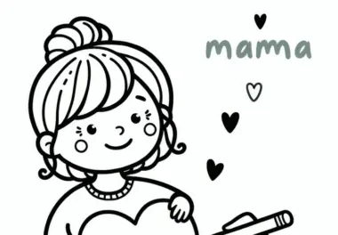 Großes Herz für Mama zum Muttertag: Einfaches Ausmalbild (Gratis)