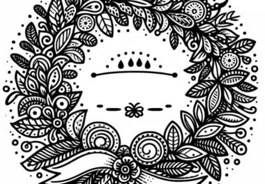 Kunstvoller Kranz zum Jubiläum: Ausmalbild zum Download (Gratis)