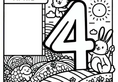 Kalenderblatt mit dem Monat 4 für April: Ausmalbild zum Download (Gratis)