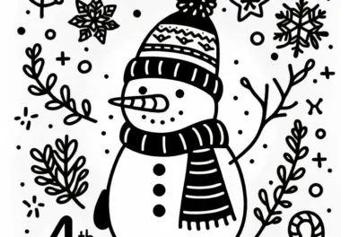 Kostenloses Ausmalbild eines Schneemanns für den 4. Dezember im Adventskalender