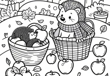 Igel sammeln Vorräte für den Winter: Malvorlage Oktober (Gratis)