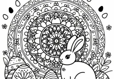 Mandala zu Ostern mit Osterhase: Ausmalbild zum Download (Kostenlos)