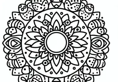 Mandala mit strahlender Sonne für Ostern: Kostenlose Malvorlage