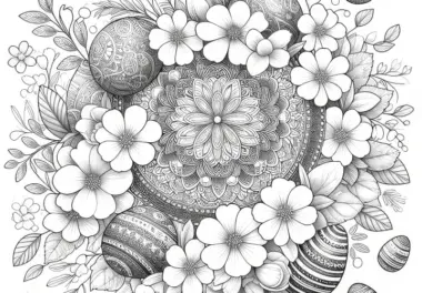Mandala mit Frühlingsblumen für Ostern: Ausmalbild zum Herunterladen (Gratis)