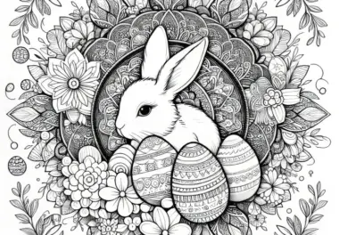 Wunderschönes Mandala mit Osterhase: Ausmalbild zum Download (Gratis)