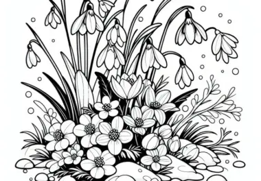 Schneeglöckchen im Februar: Gratis Malvorlage