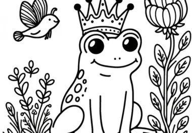 Frosch mit Krone: Ausmalbild zum Download (Gratis)