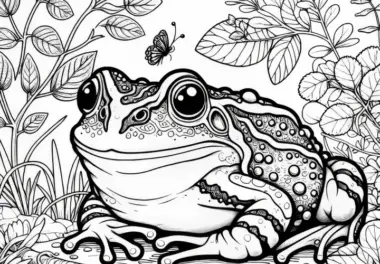 Ausmalbild eines Frosches: Detailreich & kostenlos