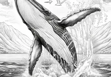 Wal springt aus dem Wasser: Ausmalvorlage zum Download (Kostenlos)