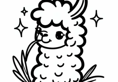 Lama Ausmalbild zum Herunterladen (Kostenlos)