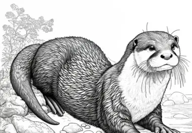 Ausmalbild eines Otters: Kostenlos zum Herunterladen