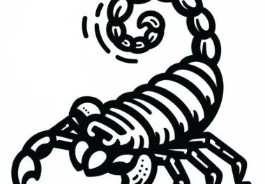 Skorpion in Verteidigungshaltung: Einfache Malvorlage (Gratis)