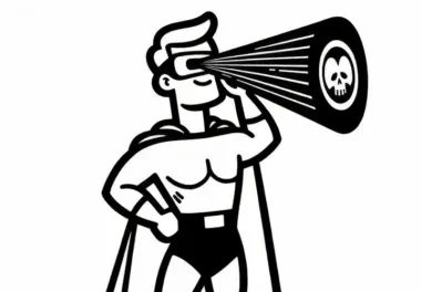Superheld sucht nach Gefahren und Verbrechern: Malvorlage zum Download (Gratis)
