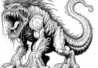 Monster Malvorlage: Detailreich zum Herunterladen (Kostenlos)