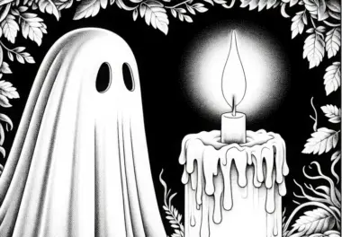 Geist beobachtet im Stillen eine Kerze: Detaillierte Malvorlagen (Kostenlos)