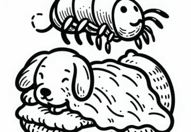 Ein Floh springt von einem Tier: Ausmalbild zum Download (Gratis)