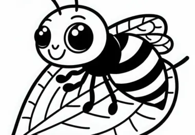 Wespe sitzt auf einem Blatt: Malvorlage zum Download (Kostenlos)