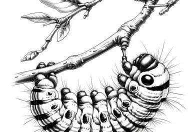Raupe am Ast: Detailreiche Malvorlage (Kostenlos)